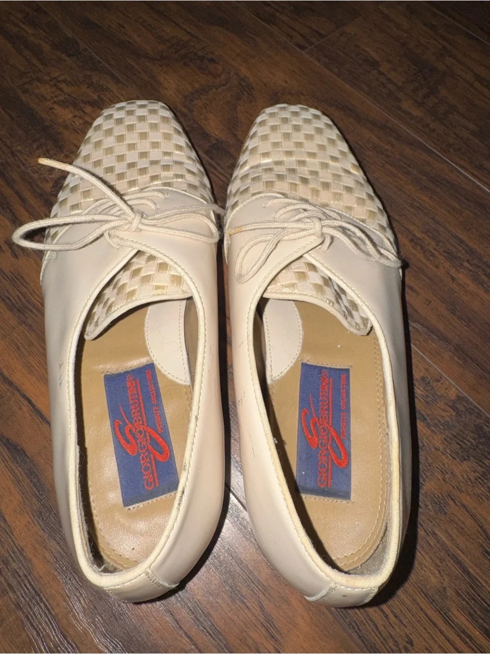 Giorgio Brutini Cream Woven Satin Lace-Up Oxfords